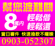 【快速撥款不囉說 當日審件】簡單借輕鬆還 | 8萬內 幫您渡過難關