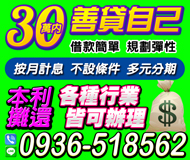 【善貸自己借款簡單彈性規劃】按月計息 不設條件 | 多元分期各種行業皆可辦理