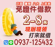 2-8萬免證件借款 現辦現領 | 店面攤販八大上班族 打來就借【速交貸】